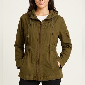 French Connection Anorak Utility Jacket Women's 8 Military Outdoor Linen‎ Cotton
